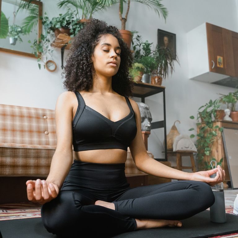 Young lady meditating
